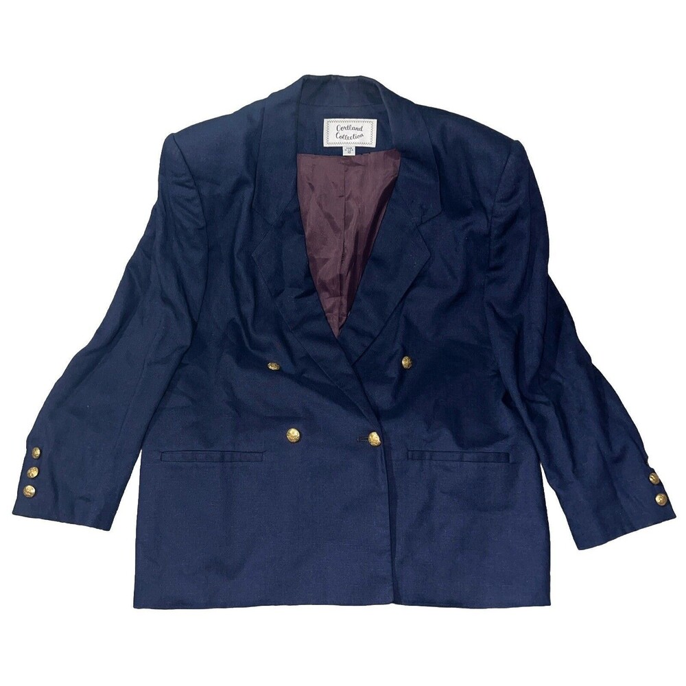 Cortland Collection Vintage 80s Women 10 Rayon Navy Jacket Blazer Lined USA Made